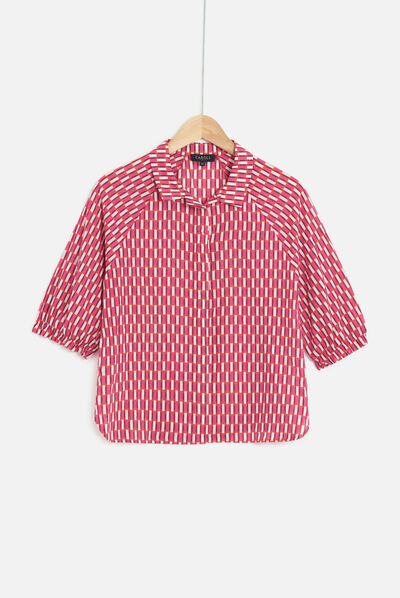 Chemise zebra à motif graphique rose fushia femme