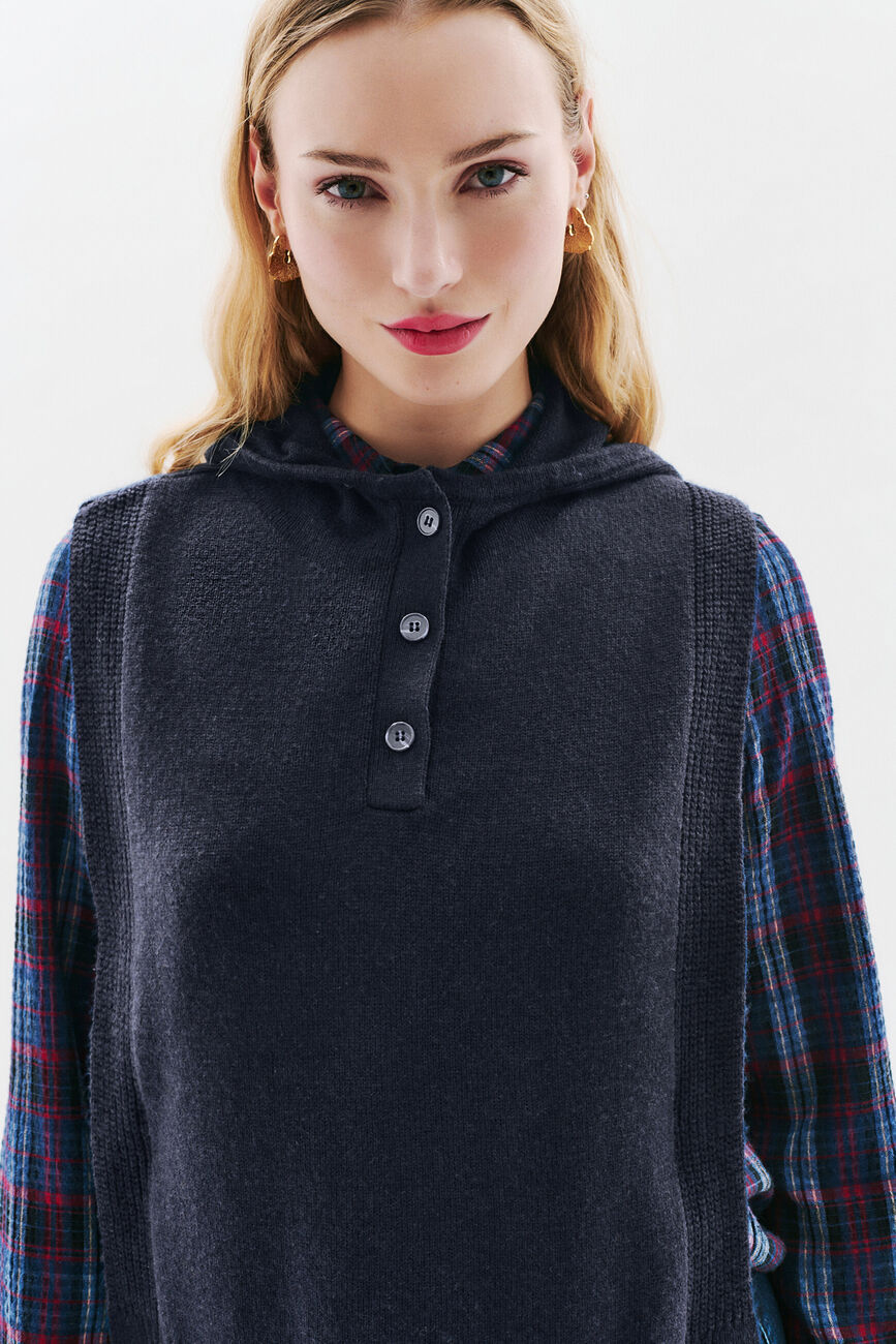 Poncho Yseo bleu marine femme