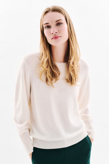 100% cashmere mchelsea sweater ecru woman