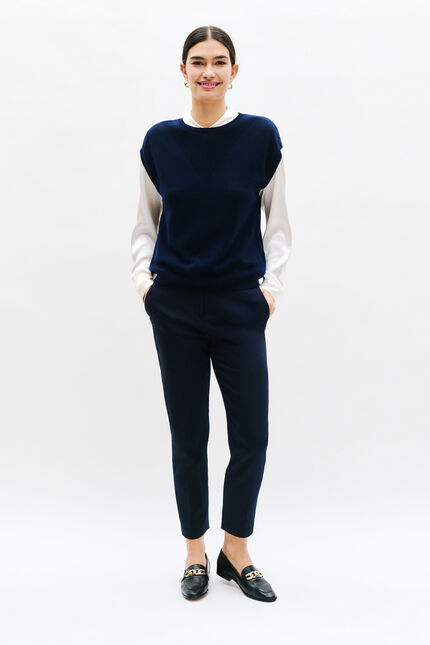 Pantalon psidiko2 bleu marine femme