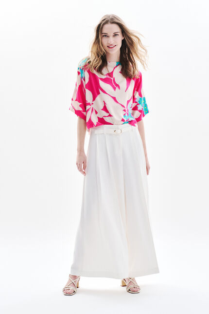 Blouse Cscarf rose fushia femme