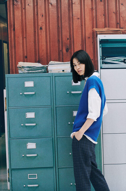 Pull mcurt bleu electrique femme