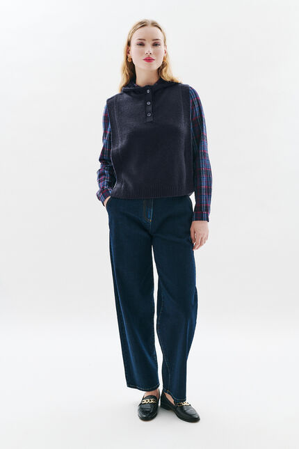 Poncho Yseo azul-marinho mulher