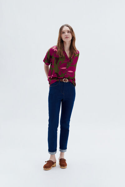 Camisa cado1 verde azeitona mulher