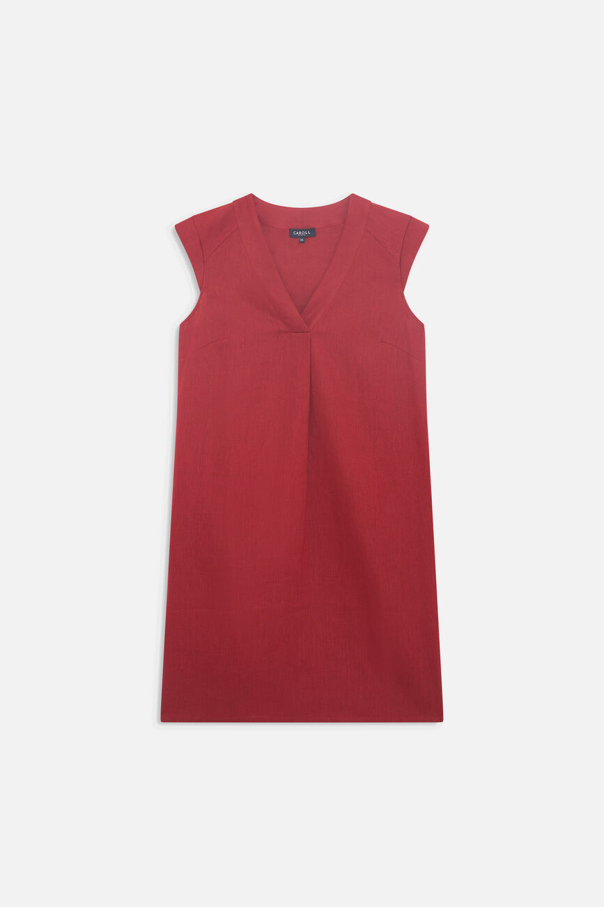 Pamela 100% linen dress burgundy woman