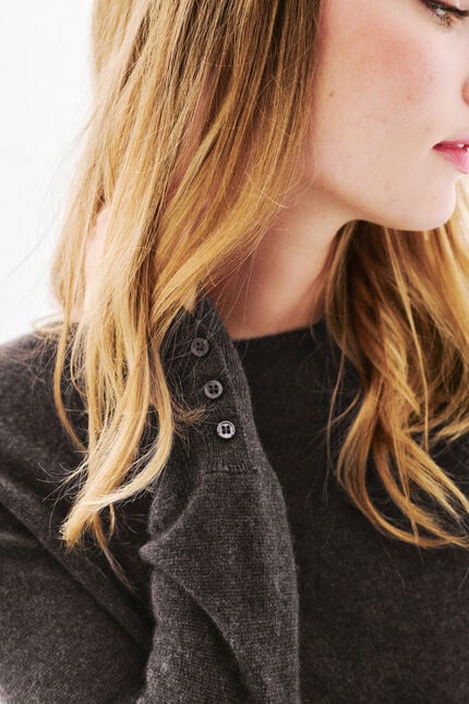 Pull mzoan 100% cachemire marron foncé femme