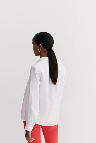 Camisa Brenda 100 % lino blanco mujer