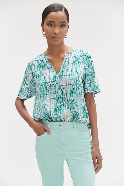 Blouse tie and dye vert emeraude femme