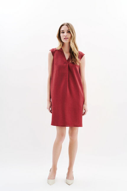 Abito Pamela 100% lino rosso bordeaux donna