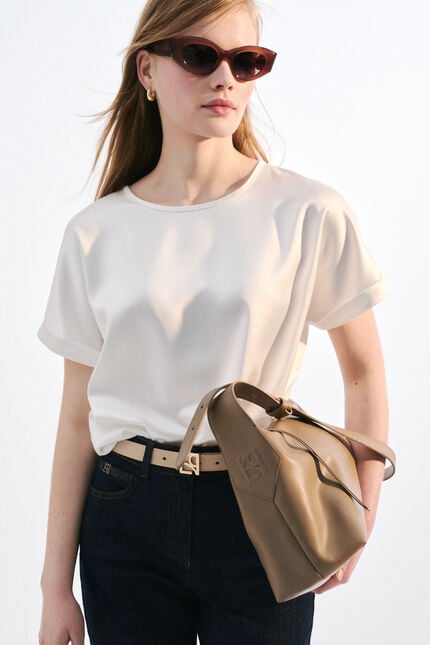 Sac soane en cuir naturel beige femme