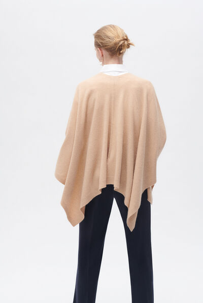 Poncho hera camel femme