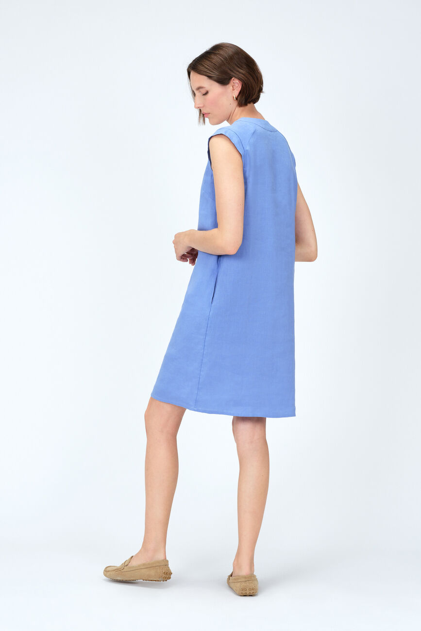 robe pamela 100% lin bleu violet femme