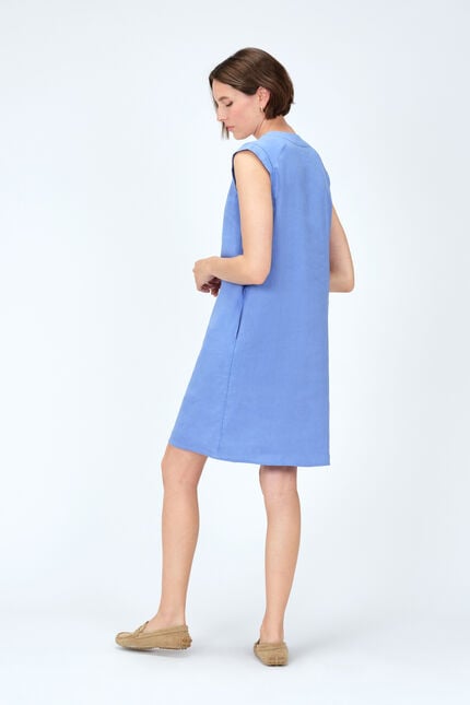 100% linnen jurk Pamela blauw violet vrouw