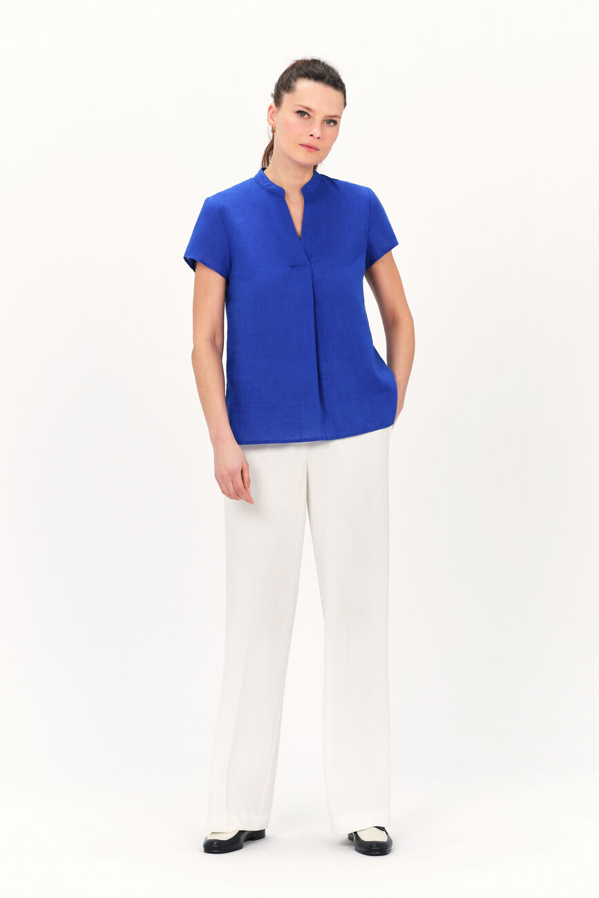 Blusa Kat 100% linho azul turquesa mulher