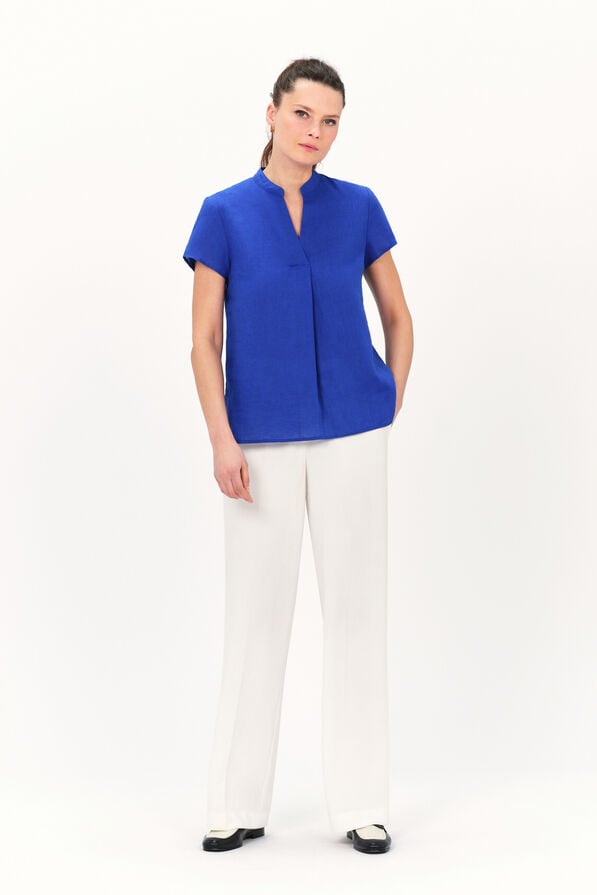 blusa kat 100 linho azul turquesa mulher Blusa Kat 100% linho azul turquesa mulher