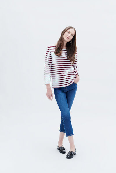 T-shirt trifine bordeaux femme
