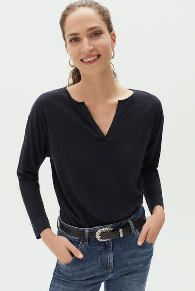 t-shirt texas bleu marine femme
