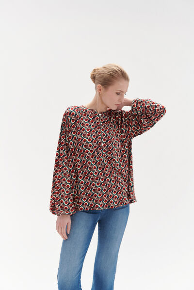blusa Tess stampata in jersey di viscosa rosso donna