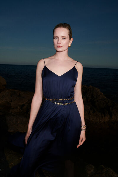 Robe relise bleu marine femme