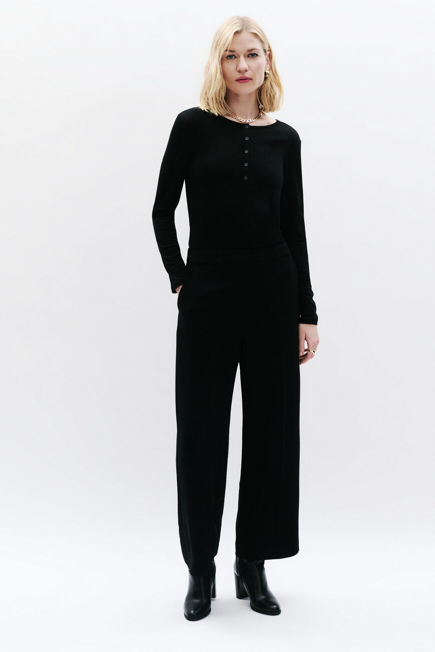 T-shirt Taiba mélange laine noir femme