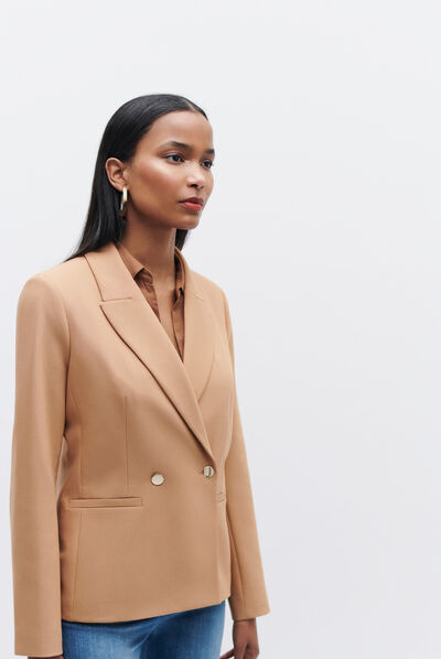veste octavie double boutonnage camel femme