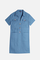 Laure 100% linen dress stone denim woman
