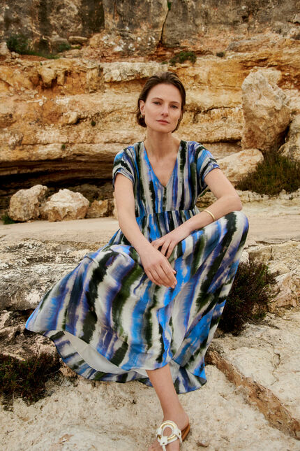 Vestido robra azul turquesa mujer