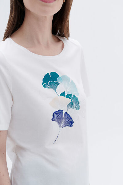 T-shirt Aja à visuel bleu turquoise femme