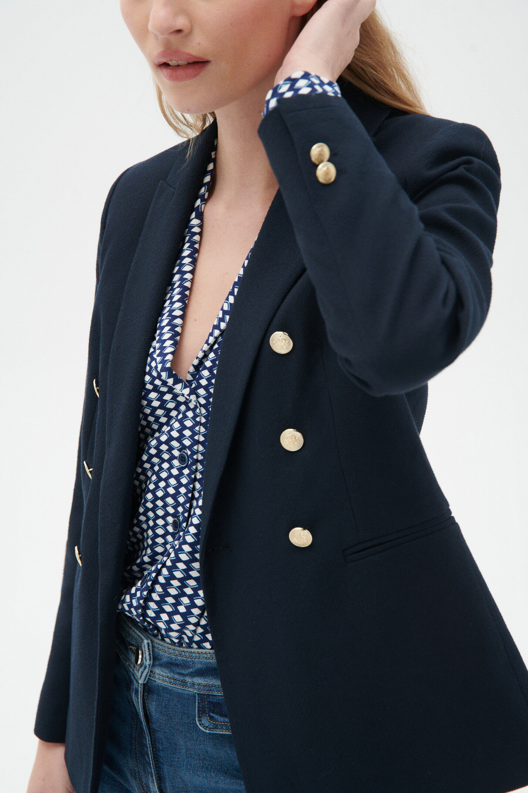 blazer maina double boutonnage bleu marine femme