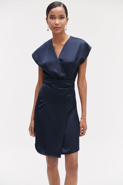 Robe laila satinée bleu marine femme