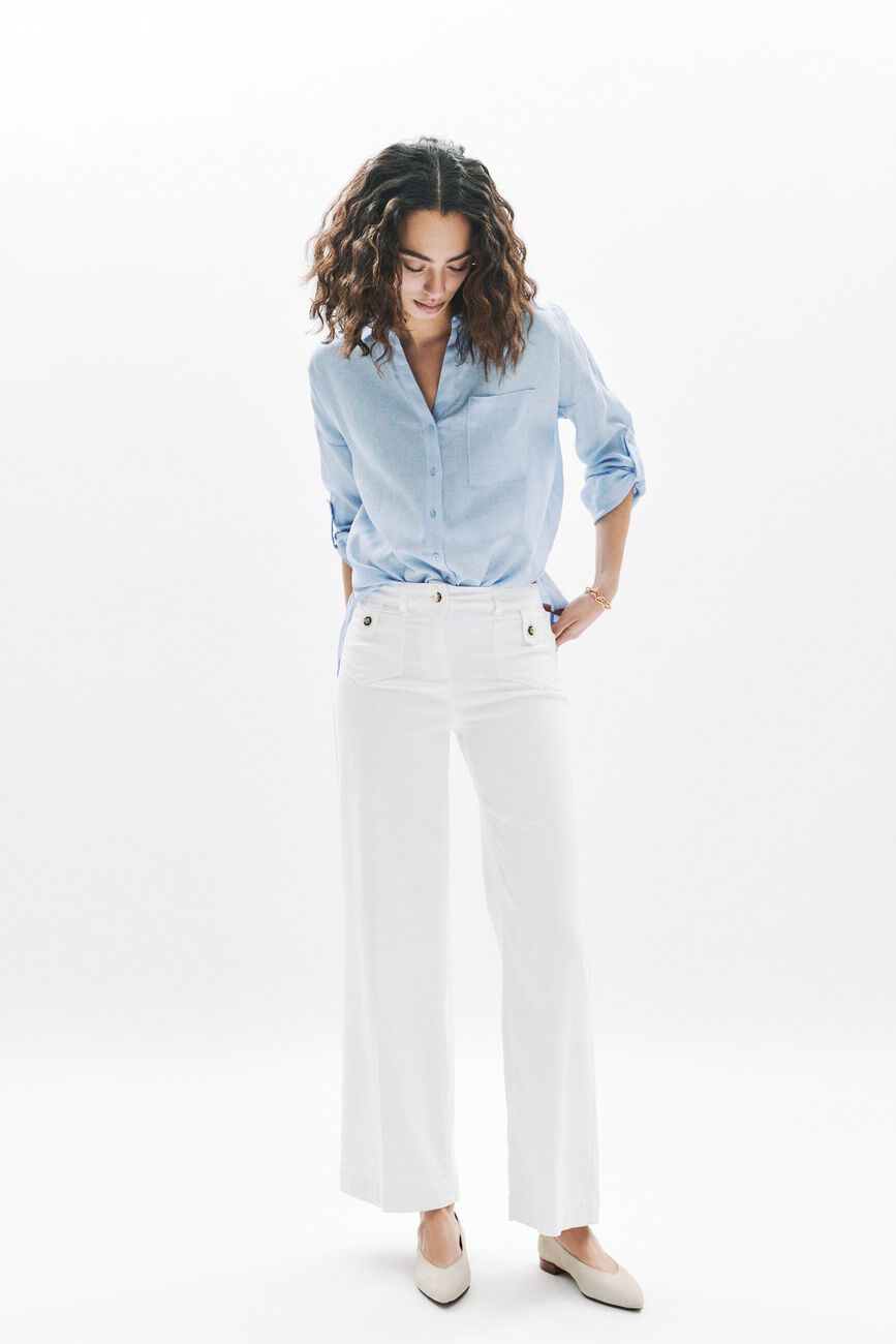 Chemise Csandinette 100% lin bleu ciel femme