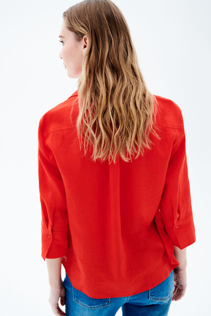 Chemise coraline 100% lin rouge femme