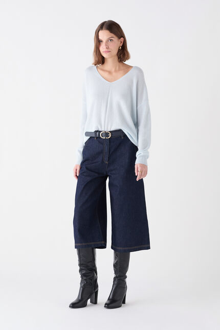 Maglione Mthelmina 100% cashmere celeste donna