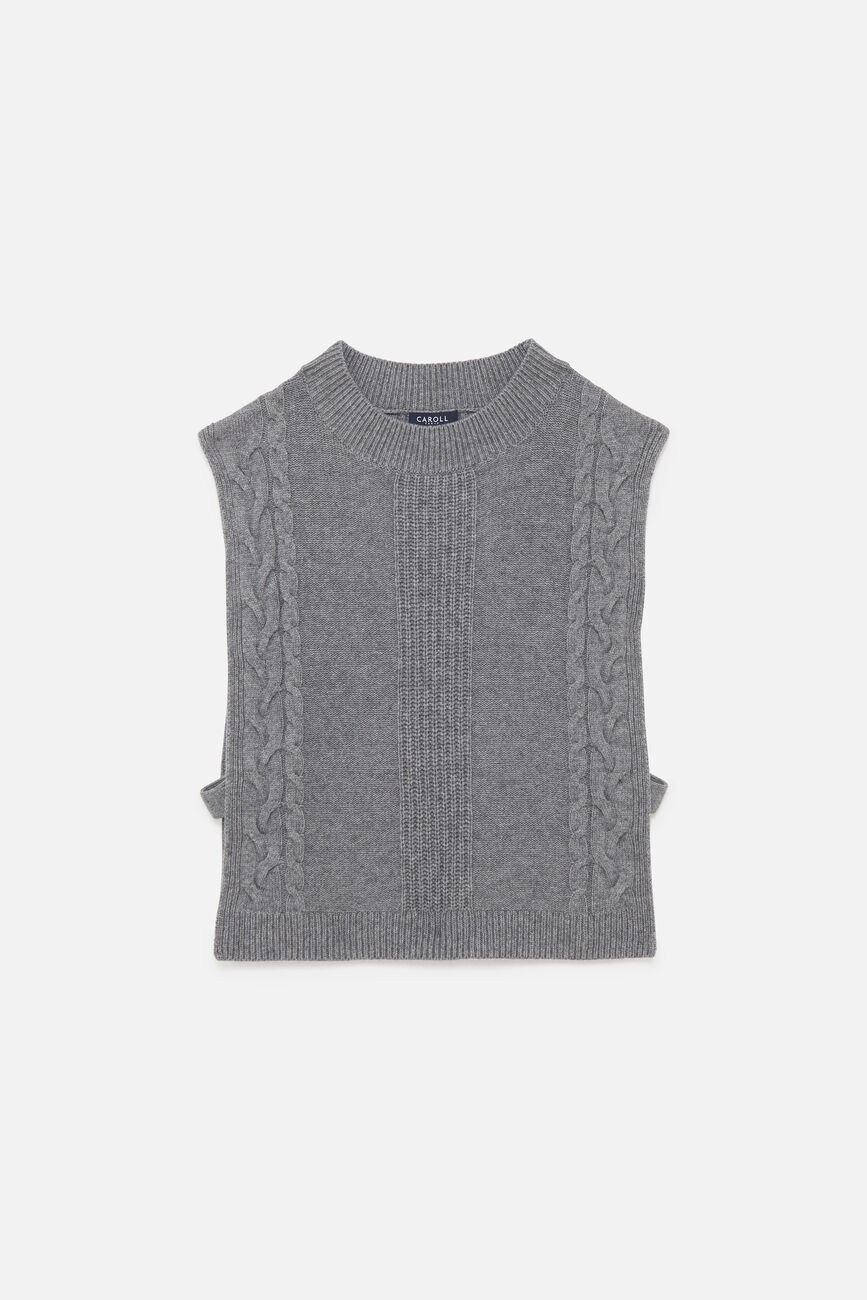 Poncho hiris gris clair femme
