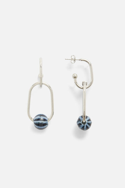 Boucles d'oreilles rosie box gris argent femme