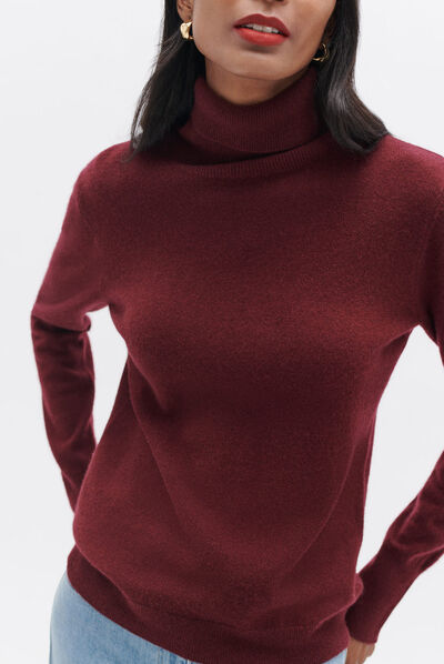 pull dylan b 100% cachemire bordeaux femme