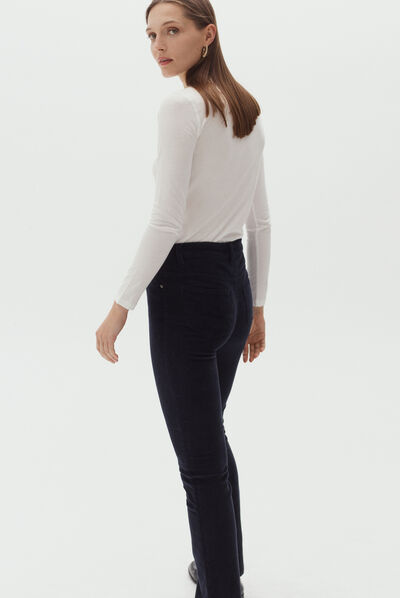 Pantalón Chicago de terciopelo azul marino mujer