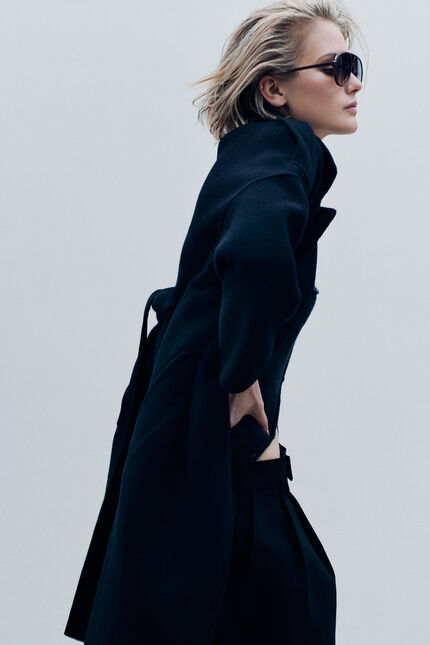 Manteau geant 100% laine noir femme