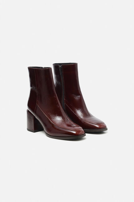 Botas Athis em couro natural marron foncé mulher