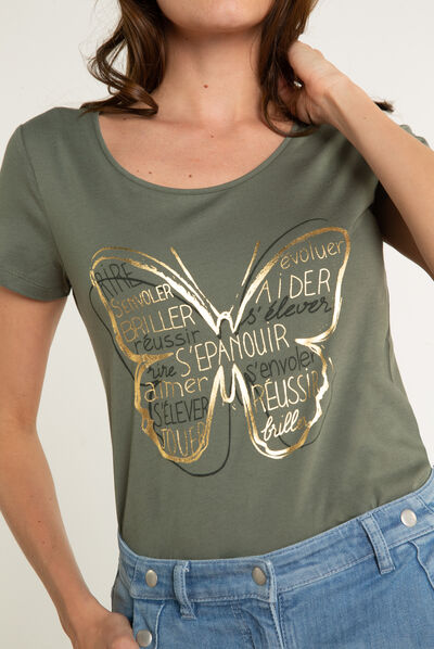 T-shirt Jamelia verde cachi donna