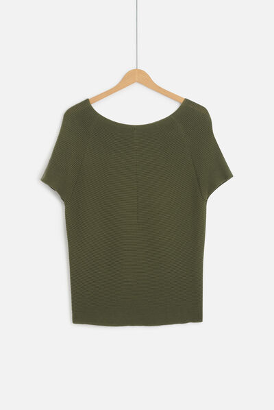 pull nathan en maille fantaisie vert kaki femme