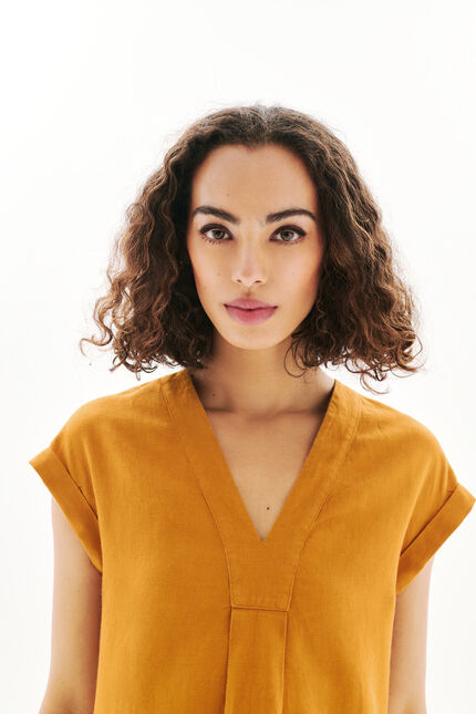 100% linnen jurk Mirabelle lichtbruin vrouw