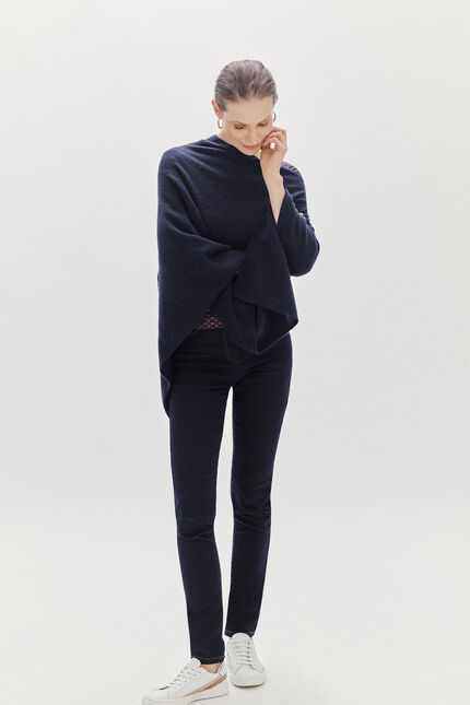 poncho baltimore 100% cachemire bleu marine femme