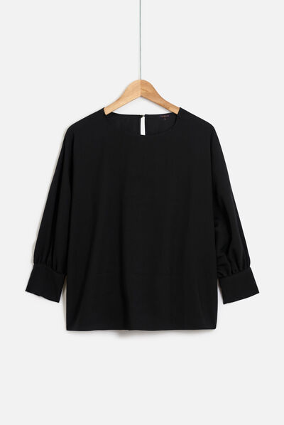 camicetta marie lou tinta unita nero donna