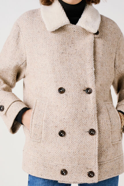 Manteau Glen beige femme