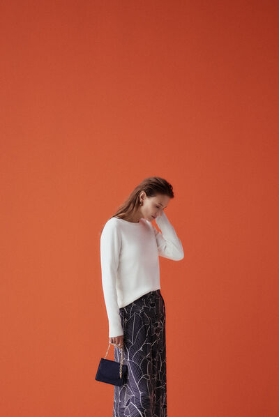 Jupe malo boutonnée bleu marine femme
