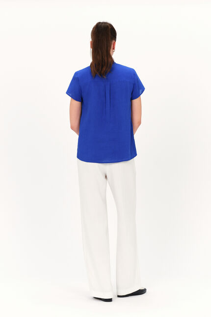 Bluse Kat 100 % Leinen türkisblau damen