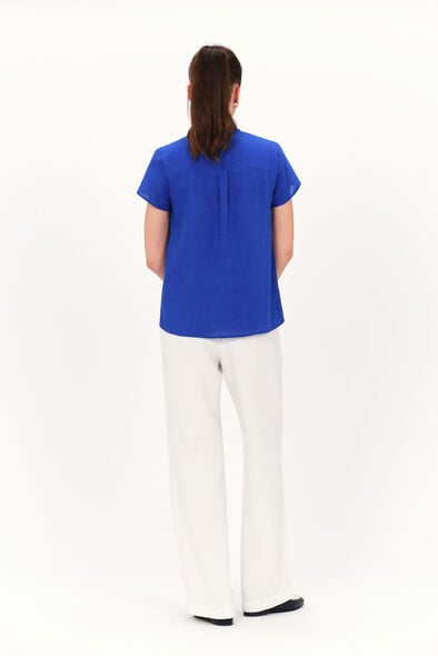 blusa kat 100 linho azul turquesa mulher Blusa Kat 100% linho azul turquesa mulher