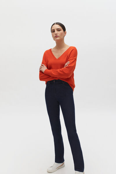 jean darlingta droit denim double stone femme