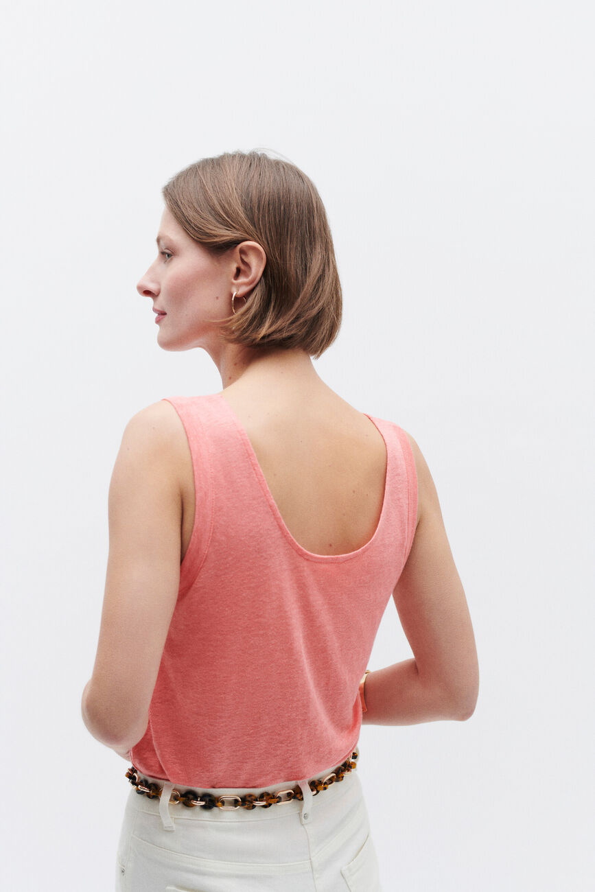 Top Aretha 100 % Leinen korallrot damen